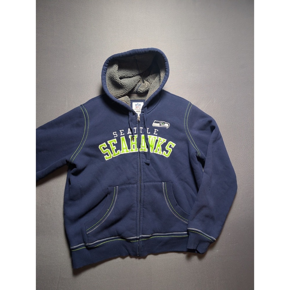 Seattle Seahawks Hoodie Womens L Blue Fleece Lined NFL Football Sports Full Zip